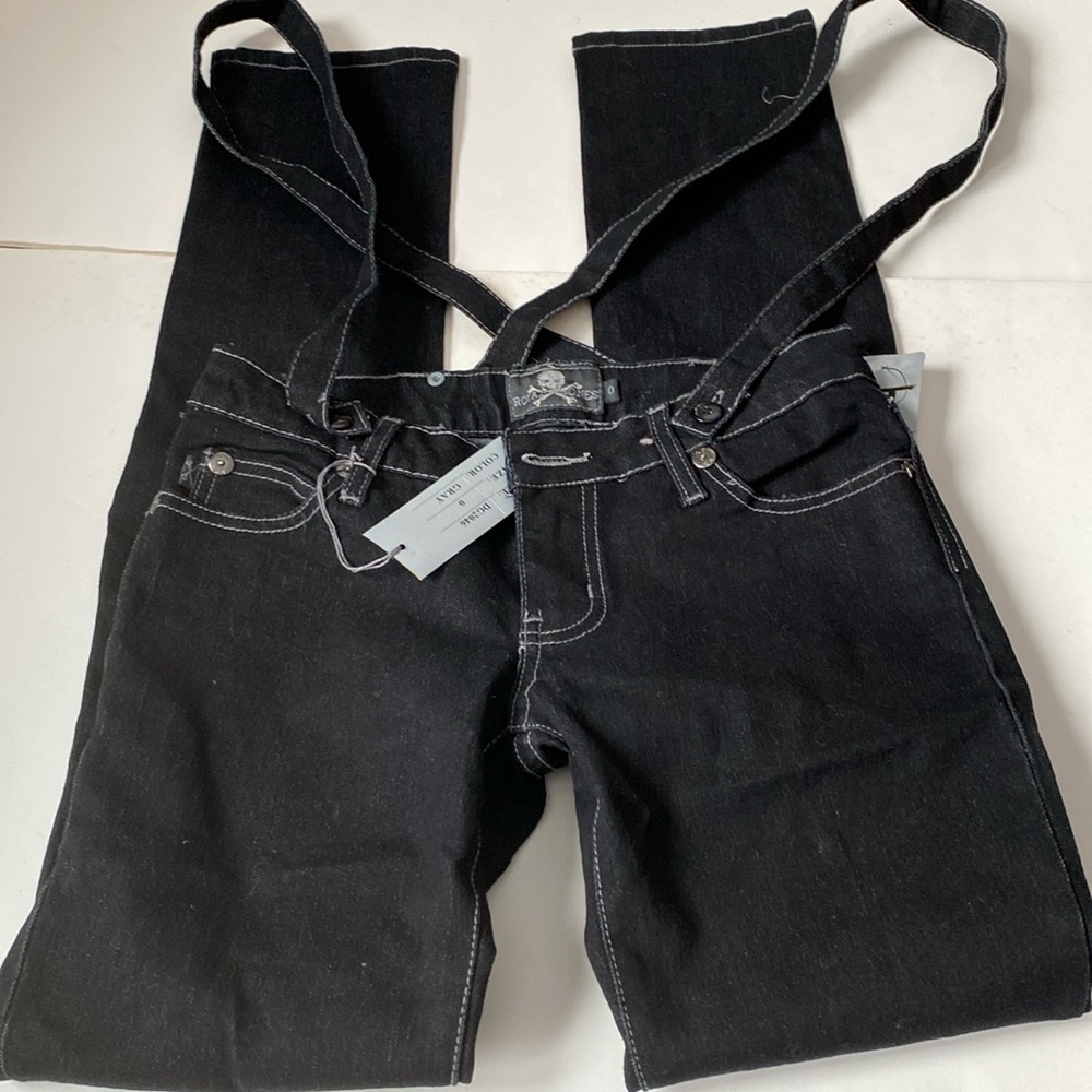 NWT Hot Topic Royal Bones Jeans with Suspenders